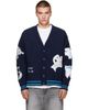 Off-White Off-White Navy OG Patches Varsity Knit Cardigan - 1