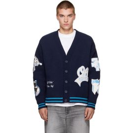 Off-White Off-White Navy OG Patches Varsity Knit Cardigan