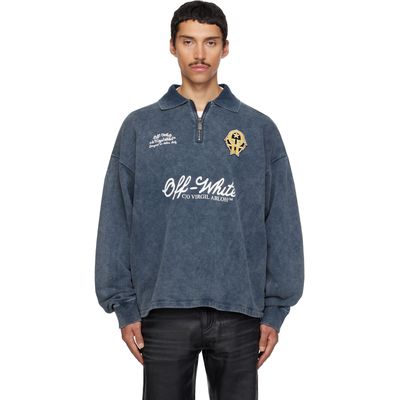 Off-White Off-White Navy Sporty 4 Fleece Polo