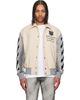 Off-White Off-White Off-White & Gray Wool Denim Relaxed Varsity Jacket - 1