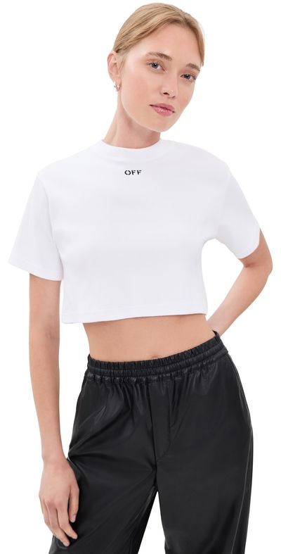 Off-White Off-White Off Stamp Rib Cropped Tee White/Black