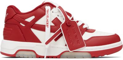 Off-White Off-White Red & White 'Out Of Office' Calf Leather Sneakers