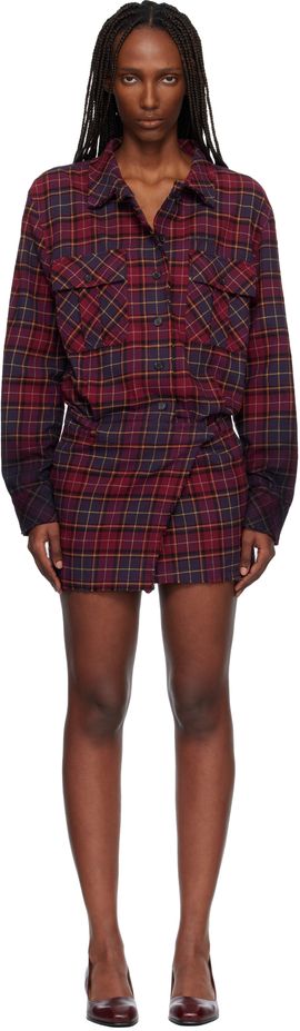Off-White Off-White Red Check Flannel Arrow Minidress