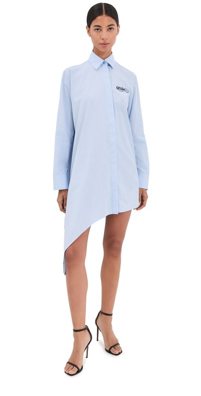 Off-White Off-White Stripe Pop Asymmetric Shirt Dress Heather Dark Sapphire
