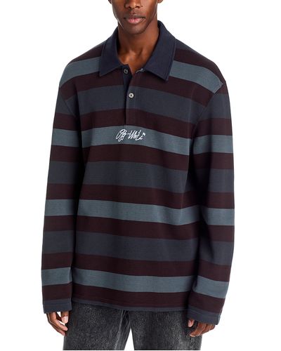 Off-white Off-White Stroke Striped Relaxed Fit Long Sleeve Polo