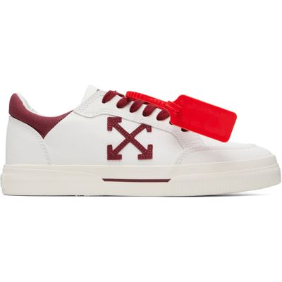 Off-White Off-White White & Burgundy Vulc Low Canvas Sneakers