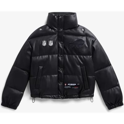 Off Season Off Season Women's Black Buffalo Bills Faux Leather Puffer Jacket 