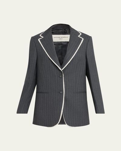 Officine Generale Giovanni Oversized Pinstripe Jacket
