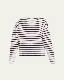 Officine Generale Leya Stripe Cotton-Linen T-Shirt