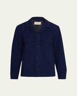Officine Generale Men's Jean-Baptiste Seersucker Cotton Shirt Jacket