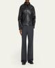 Officine Generale Men's Leather Band-Collar Biker Jacket - 2