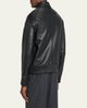 Officine Generale Men's Leather Band-Collar Biker Jacket - 3