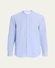 Officine Generale Men's Organic Cotton Stripe Band Collar Sport Shirt - 1