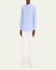 Officine Generale Men's Organic Cotton Stripe Band Collar Sport Shirt - 2