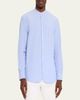 Officine Generale Men's Organic Cotton Stripe Band Collar Sport Shirt - 4