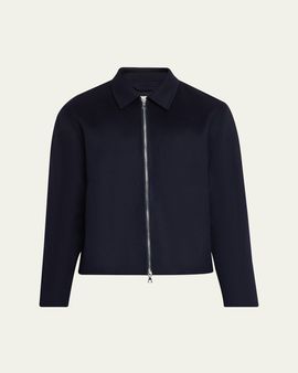 Officine Generale Men's Split Wool Double-Zip Bomber Jacket