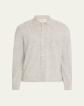 Officine Generale Men's Wool/Cashmere Melange Knit Long-Sleeve Shirt