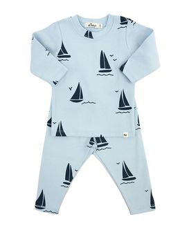 Oh Baby oh baby! Boys' Denim Sailboat Print 2-Piece Set