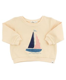 Oh Baby oh baby! Boys' Sailboat Applique Brooklyn Boxy Sweatshirt