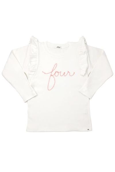 oh baby! oh baby! "four" Pink Eyelash Millie Long Sleeve Tee