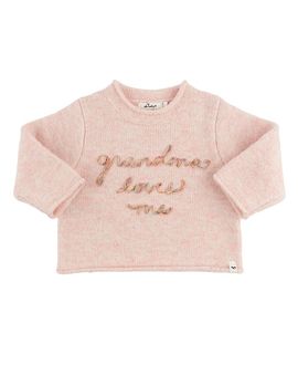 Oh Baby oh baby! Girls' Grandma Loves Me Heather Roll Edge Sweater