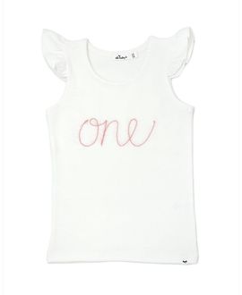 Oh Baby oh baby! Girls one Pink Sparkle Embroidered Flutter Sleeve Tank