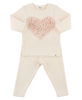 Oh Baby oh baby! Girls' Stripe Ruffle Heart Two Piece Set