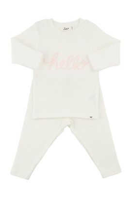 oh baby! oh baby! "hello" Pale Pink Embroidered Two Piece Set