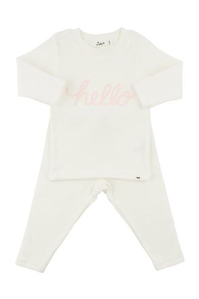 oh baby! oh baby! "hello" Pale Pink Embroidered Two Piece Set