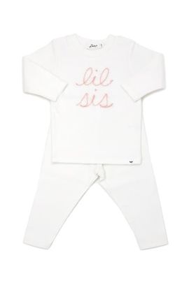 oh baby! oh baby! "lil sis" Pink Sparkle Embroidered Two Piece Set