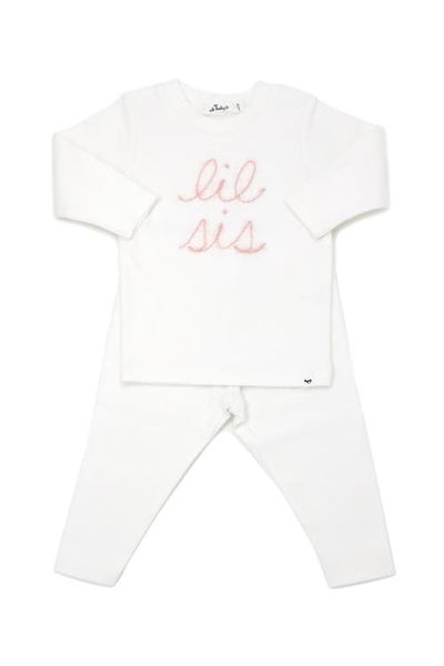 oh baby! oh baby! "lil sis" Pink Sparkle Embroidered Two Piece Set