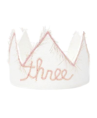 Oh Baby oh baby! Linen "three" Embroidered Crown