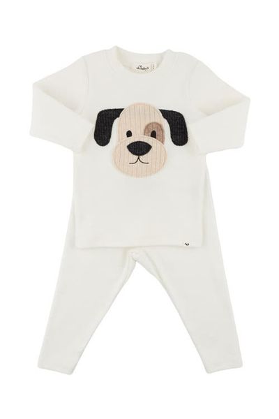 oh baby! oh baby! Puppy Face Applique Long Sleeve Two Piece Set