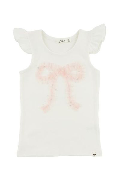 oh baby! oh baby! Ruffle Bow Pink Silver-Fleck Tulle Flutter Tank