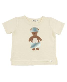 Oh Baby oh baby! Unisex Raw Edge Slub Beach Bear Applique Tee