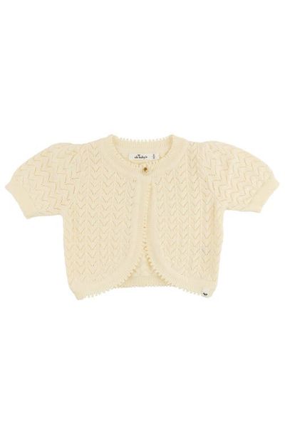 oh baby! oh baby! Wave Stitch Juliet Pointelle Short Sleeve Cardigan