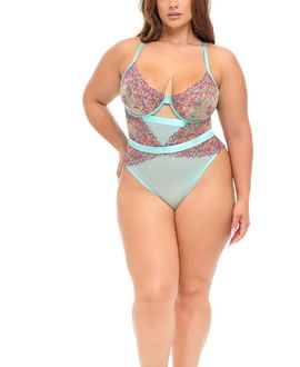 Oh La La Cheri Oh La La Cheri Plus Adaline Embroidered Mesh Teddy