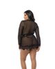 Oh La La Cheri Oh La La Cheri Plus Size Provence Eyelash Lace Robe with Sash and G-string Panty - 2