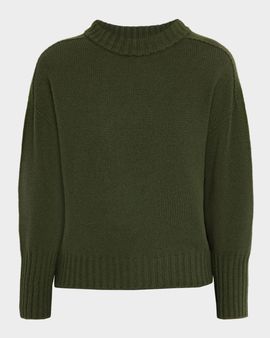 Oh My Goat Crewneck Chunky Rib-Trim Cashmere Sweater