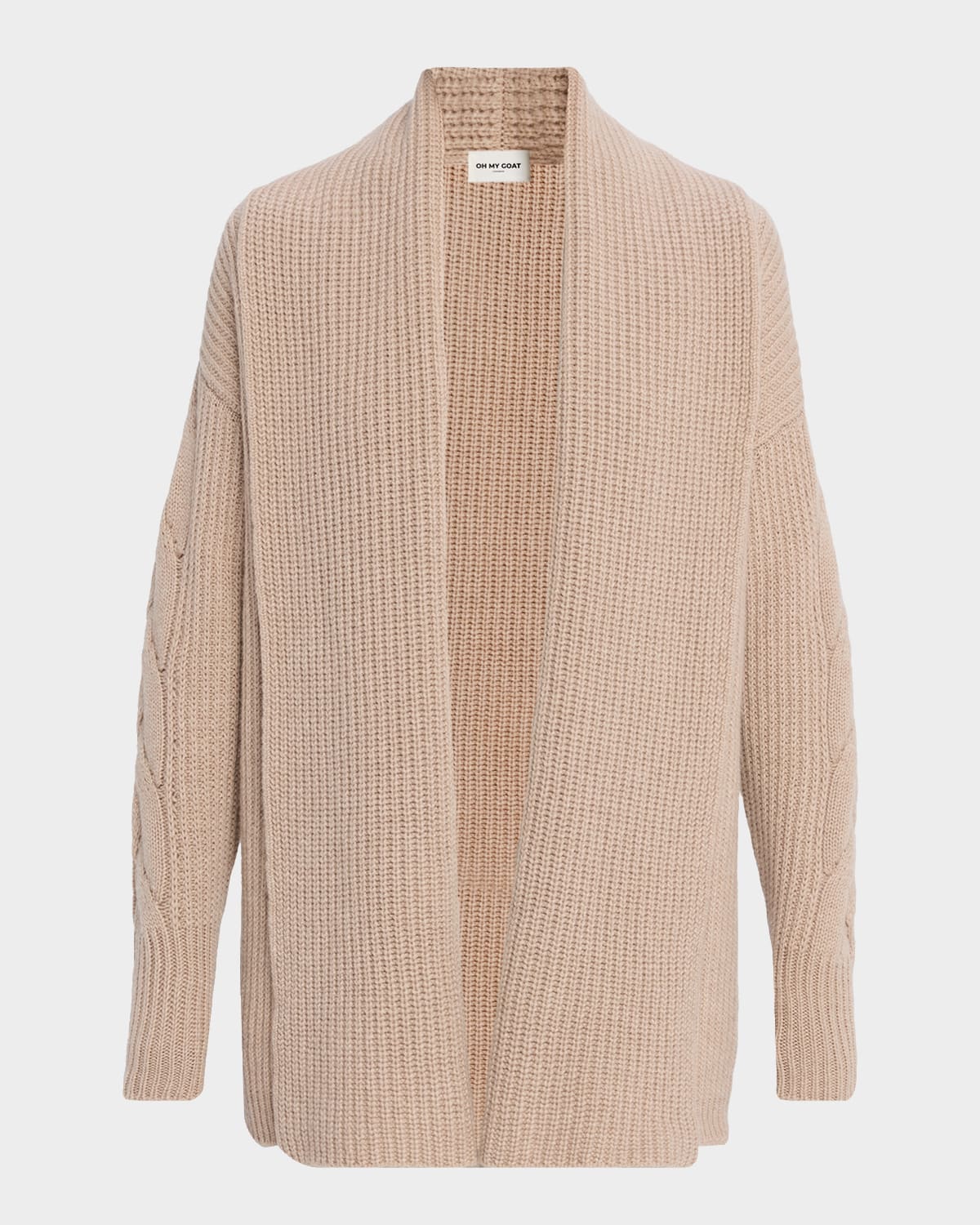 Oh My Goat Open-Front Cashmere Rib Knit Cardigan