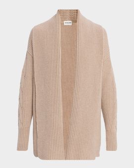Oh My Goat Open-Front Cashmere Rib Knit Cardigan