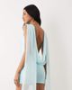 Oh Polly Oh Polly boat neck cowl back scarf detail mini dress in light blue - 2