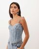 Oh Polly Oh Polly denim lace up corset in light blue wash -set - 1