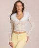 Oh Polly Oh Polly faux fur collar lace cardigan in ivory-White - 1