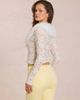 Oh Polly Oh Polly faux fur collar lace cardigan in ivory-White - 3