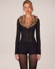 Oh Polly Oh Polly faux fur collar mesh romper in black - 1