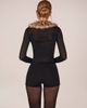 Oh Polly Oh Polly faux fur collar mesh romper in black - 4