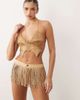 Oh Polly Oh Polly faux suede embellished fringe detail low rise mini shorts in tan-Brown - 2