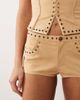 Oh Polly Oh Polly faux suede studded low rise mini shorts in tan - part of a set-Brown - 2