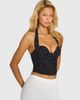 Oh Polly Oh Polly halter neck corset top in black polka dot - 2
